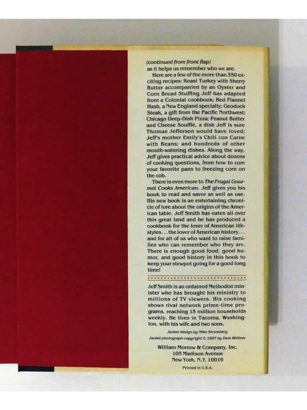 The Frugal Gourmet Cooks American by Jeff Smith 1987 Cookbook Recipes HBDJ